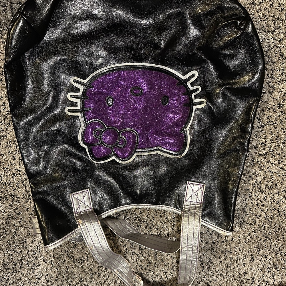 Hello Kitty Shiny Black and Purple Backpack